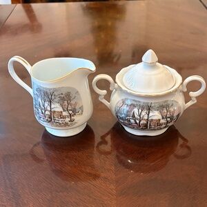 Avon Porcelain Currier and Ives Sugar and Creamer

Vintage